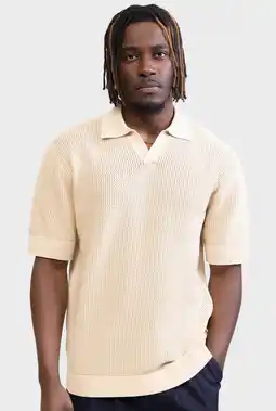 Wehkamp Redefined Rebel boxy polo gebreid ecru aanbieding