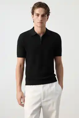 Wehkamp Mango Man slim fit polo - zwart aanbieding