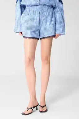Wehkamp Shoeby regularwaist geruite casual short blauw aanbieding