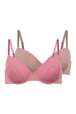 Wehkamp Dorina voorgevormde T-shirt-bh's (set van 2) - roze/oudroze aanbieding