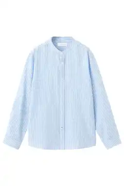 Wehkamp Mango Kids linnen gestreepte overhemd blauw aanbieding