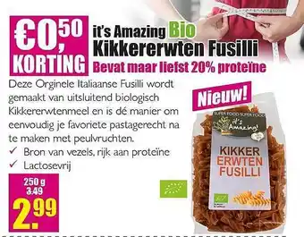 Gezond & Wel it's amazing bio kikkererwten fusilli 250g aanbieding