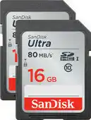 Coolblue SanDisk SDHC Ultra 16GB Class 10 Duo Pack aanbieding