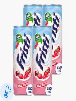 Flink Fristi Rood fruitsmaak 65% minder suiker blik 250ml 4x aanbieding