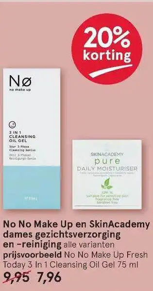 Etos No No Make Up En SkinAcademy Dames Gezichtsverzorging En -reiniging 20% Korting aanbieding