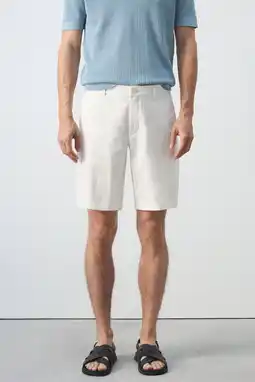 Wehkamp Mango Man linnen slim fit chino short - naturel wit aanbieding