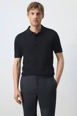 Wehkamp Mango Man regular fit gebreide polo - donkerblauw aanbieding