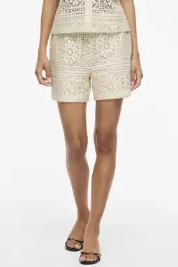 Wehkamp VILA katoenen regular fit jacquard short - ecru aanbieding