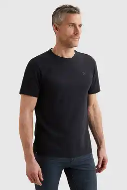 Wehkamp Vanguard regular T-shirt fijn gebreid donkerblauw aanbieding