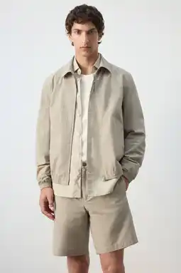 Wehkamp Mango Man katoenen geruite tussenjas - lichtbeige aanbieding
