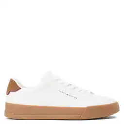 Wehkamp Tommy Hilfiger leren sneakers wit/camel aanbieding