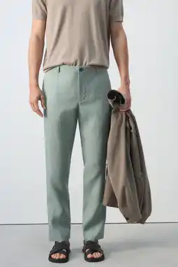 Wehkamp Mango Man linnen slim fit chino - heldergroen aanbieding