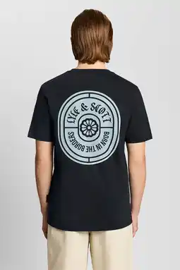 Wehkamp Lyle & Scott regular T-shirt met backprint donkerblauw aanbieding