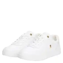 Wehkamp Tommy Hilfiger leren sneakers wit/goud aanbieding