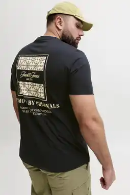 Wehkamp JACK & JONES PLUS SIZE regular T-shirt met backprint zwart aanbieding