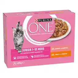 Zooplus 24 x 85 g + 8 x 85 g gratis! Purina One natvoer voor katten 32 x 85 g - Junior Kip & Zalm aanbieding