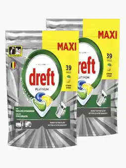 Flink Dreft Platinum citroen vaatwastabletten 39st 2x aanbieding