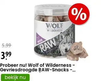 Zooplus Probeer nu! Wolf of Wilderness - Gevriesdroogde RAW-Snacks - Kippenhart (70 g) aanbieding