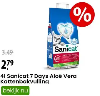 Zooplus 4l Sanicat 7 Days Aloë Vera Kattenbakvulling aanbieding