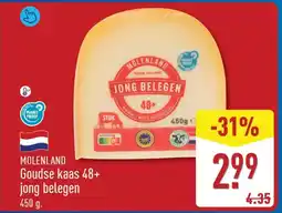ALDI Molenland goudse kaas 48+ jong belegen aanbieding