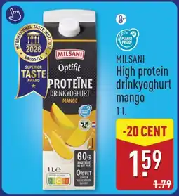 ALDI Milsani high protein drinkyoghurt mango aanbieding