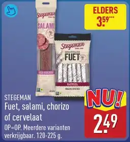 ALDI Stegeman fuet, salami, chorizo of cervelaat aanbieding