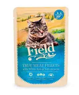 Pets Place Sam's Field True Meat Fillets White Fish & Green Peas - Natvoer - 85 g aanbieding
