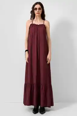 Wehkamp QS viscose maxi zomerjurk met ruches - aubergine aanbieding