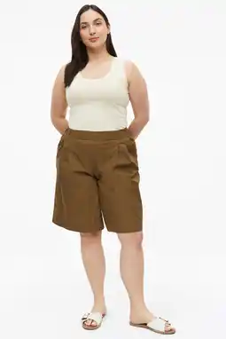 Wehkamp s.Oliver Curve wide leg bermuda short met plooien Plus Size - bruin aanbieding