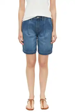 Wehkamp s.Oliver loose fit denim short met plooien - mediumblauw aanbieding