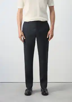 Wehkamp Mango Man slim fit chino met linnen - marineblauw aanbieding