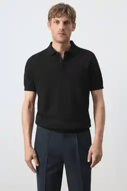 Wehkamp Mango Man regular fit polo - zwart aanbieding