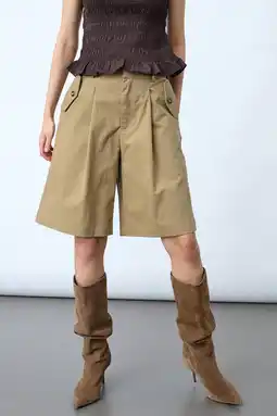 Wehkamp SisterS Point wide leg regularwaist bermuda short beige aanbieding