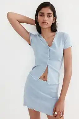 Wehkamp Mango viscose korte rok - lichtblauw aanbieding