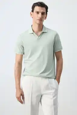 Wehkamp Mango Man slim fit polo - groen aanbieding