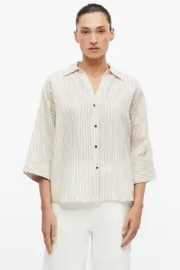 Wehkamp s.Oliver BLACK LABEL loose fit blouse met krijtstreep en linnen - beige aanbieding