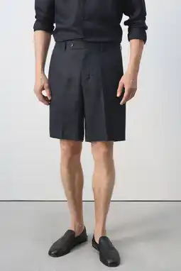 Wehkamp Mango Man linnen regular fit chino short - donkerblauw aanbieding