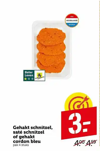 Coop gehakt schnitzel, sate schnitzel of gehakt cordon bleu aanbieding