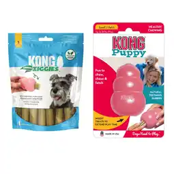 Zooplus KONG Puppy - KONG Maat S, roze + KONG Ziggies Enhanced Puppy S (198 g) aanbieding