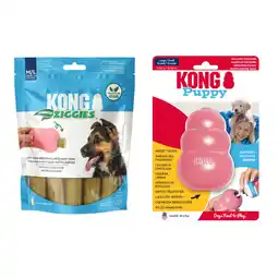 Zooplus KONG Puppy - KONG Maat L, roze + KONG Enhanced Ziggies Puppy M/L (227 g) aanbieding