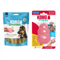 Zooplus KONG Puppy - KONG Maat M, roze + KONG Enhanced Ziggies Puppy M/L (227 g) aanbieding