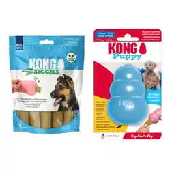 Zooplus KONG Puppy - KONG Maat M, blauw + KONG Enhanced Ziggies Puppy M/L (227 g) aanbieding