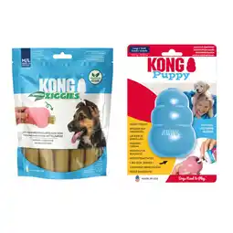 Zooplus KONG Puppy - KONG Maat L, blauw + KONG Enhanced Ziggies Puppy M/L (227 g) aanbieding