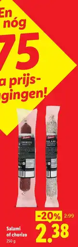 Lidl Salami of chorizo aanbieding