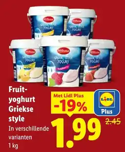Lidl Milbona Fruit-yoghurt Griekse style aanbieding