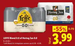 Lidl Leffe Blond 0.0 of Hertog Jan 0.0 aanbieding