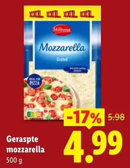Lidl Geraspte mozzarella aanbieding