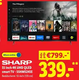 Lidl Sharp 55 inch 4K UHD QLED smart TV aanbieding