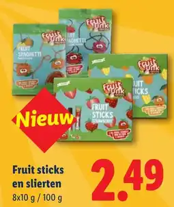 Lidl Fruit sticks en slierten aanbieding
