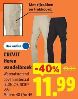 Lidl Crivit Heren wandelbroek aanbieding